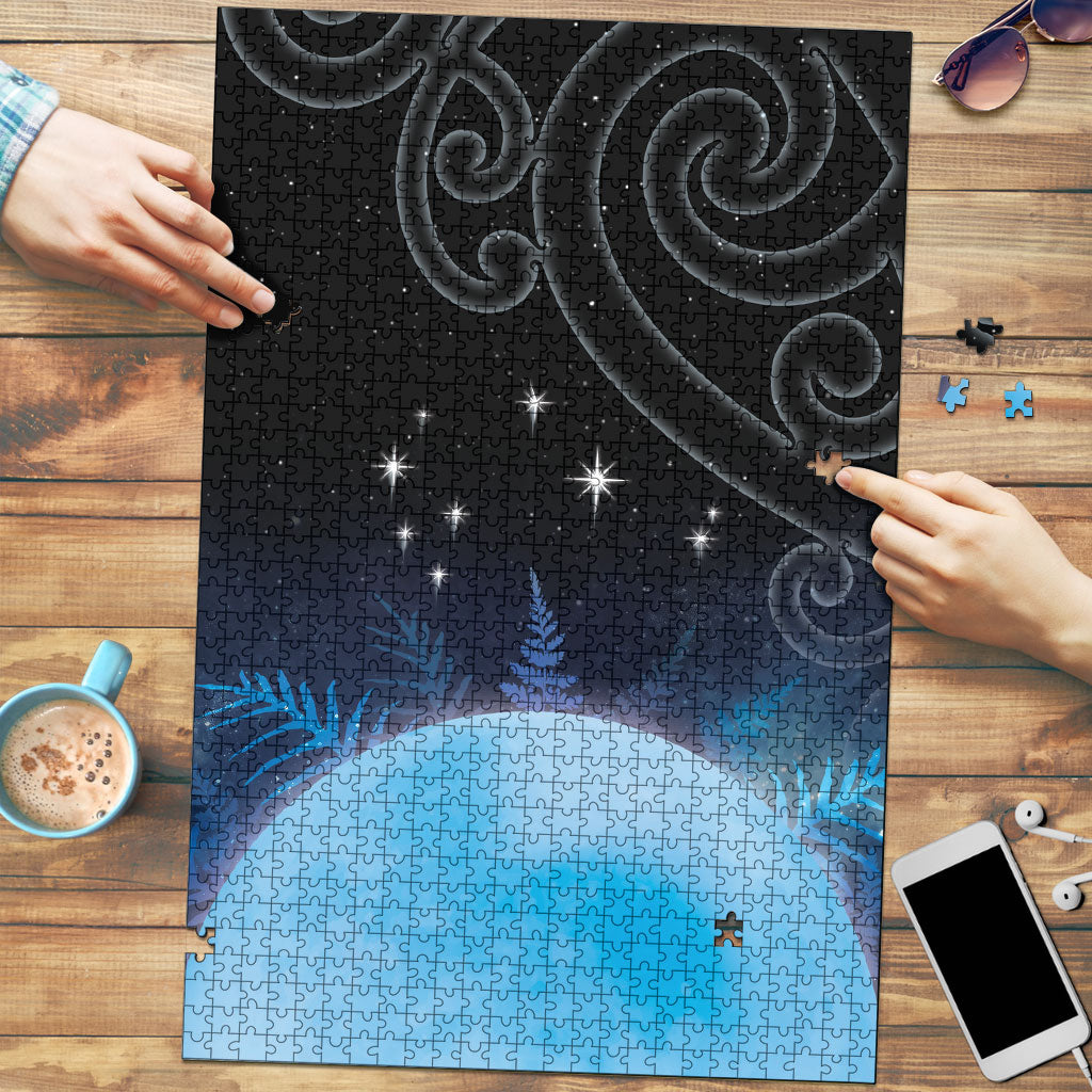 New Zealand Matariki Puzzle Pleiades Star Cluster Blue Galaxy LT05 Blue - Polynesian Pride