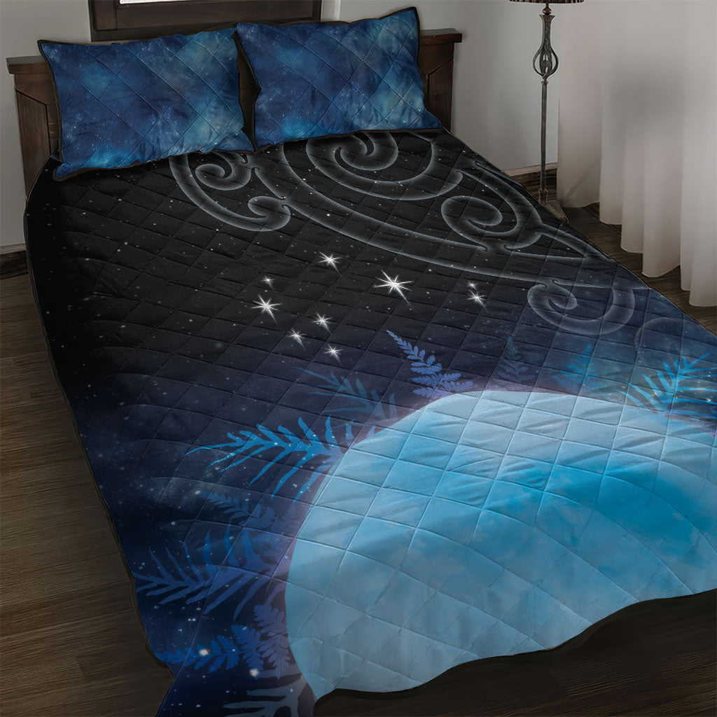 New Zealand Matariki Quilt Bed Set Pleiades Star Cluster Blue Galaxy LT05 Blue - Polynesian Pride