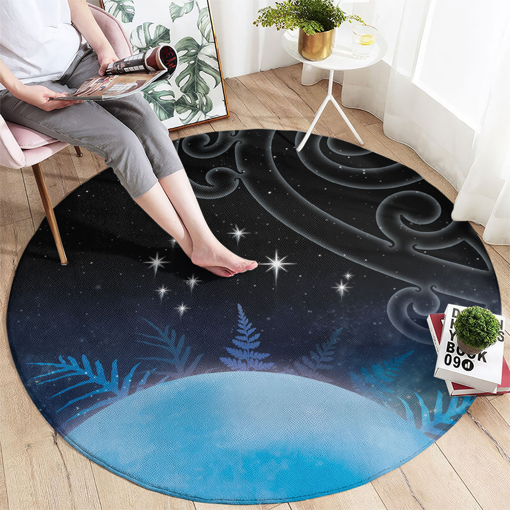 New Zealand Matariki Round Carpet Pleiades Star Cluster Blue Galaxy LT05 - Polynesian Pride