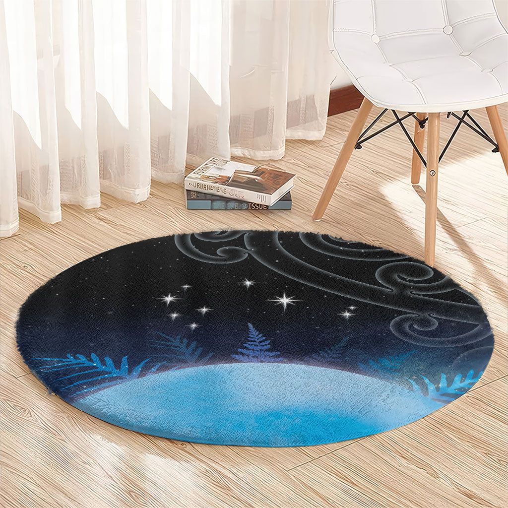 New Zealand Matariki Round Carpet Pleiades Star Cluster Blue Galaxy LT05 - Polynesian Pride