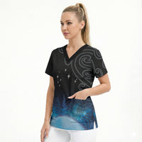 New Zealand Matariki Scrub Top Pleiades Star Cluster Blue Galaxy LT05 - Polynesian Pride