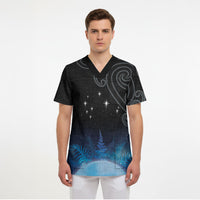 New Zealand Matariki Scrub Top Pleiades Star Cluster Blue Galaxy LT05 - Polynesian Pride