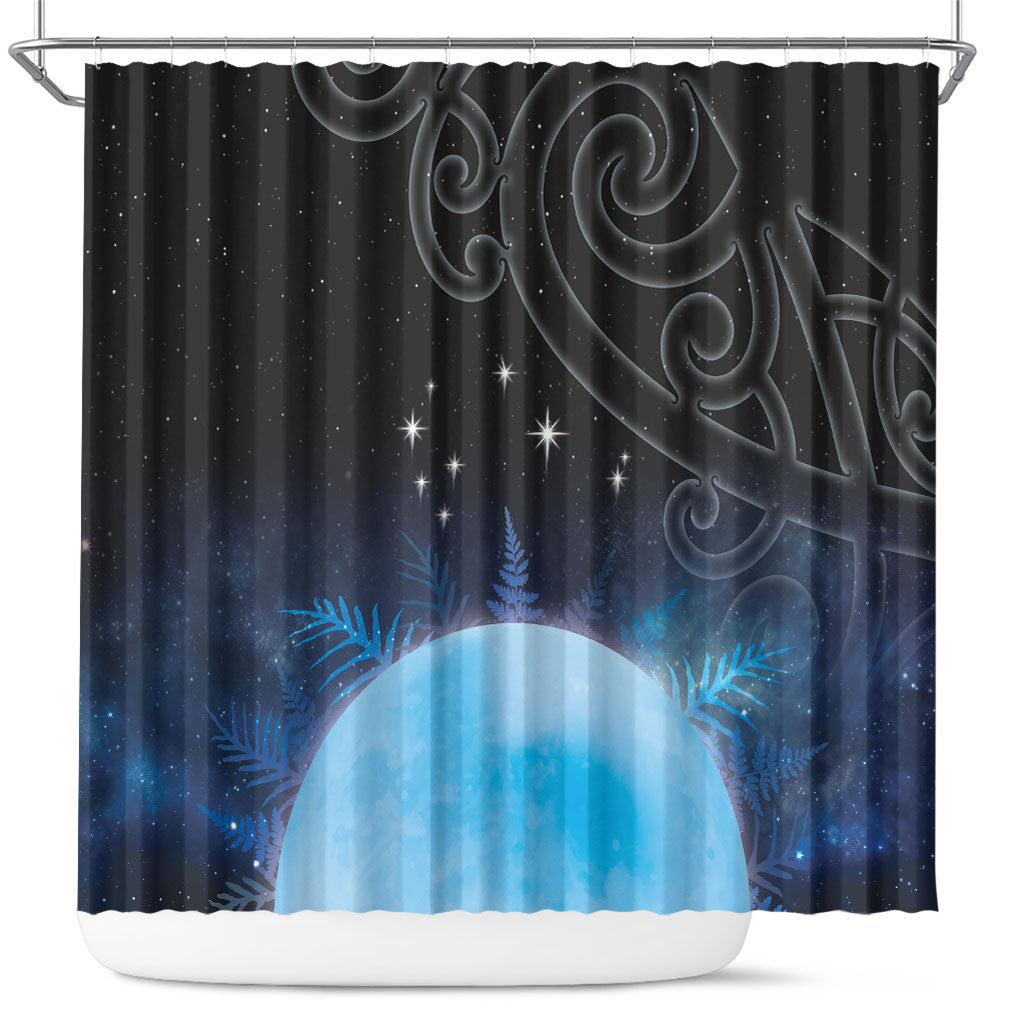 New Zealand Matariki Shower Curtain Pleiades Star Cluster Blue Galaxy LT05 Blue - Polynesian Pride
