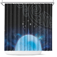New Zealand Matariki Shower Curtain Pleiades Star Cluster Blue Galaxy LT05 Blue - Polynesian Pride