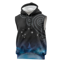 New Zealand Matariki Sleeveless Hoodie Pleiades Star Cluster Blue Galaxy LT05 Blue - Polynesian Pride