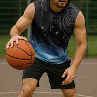 New Zealand Matariki Sleeveless Hoodie Pleiades Star Cluster Blue Galaxy LT05 - Polynesian Pride
