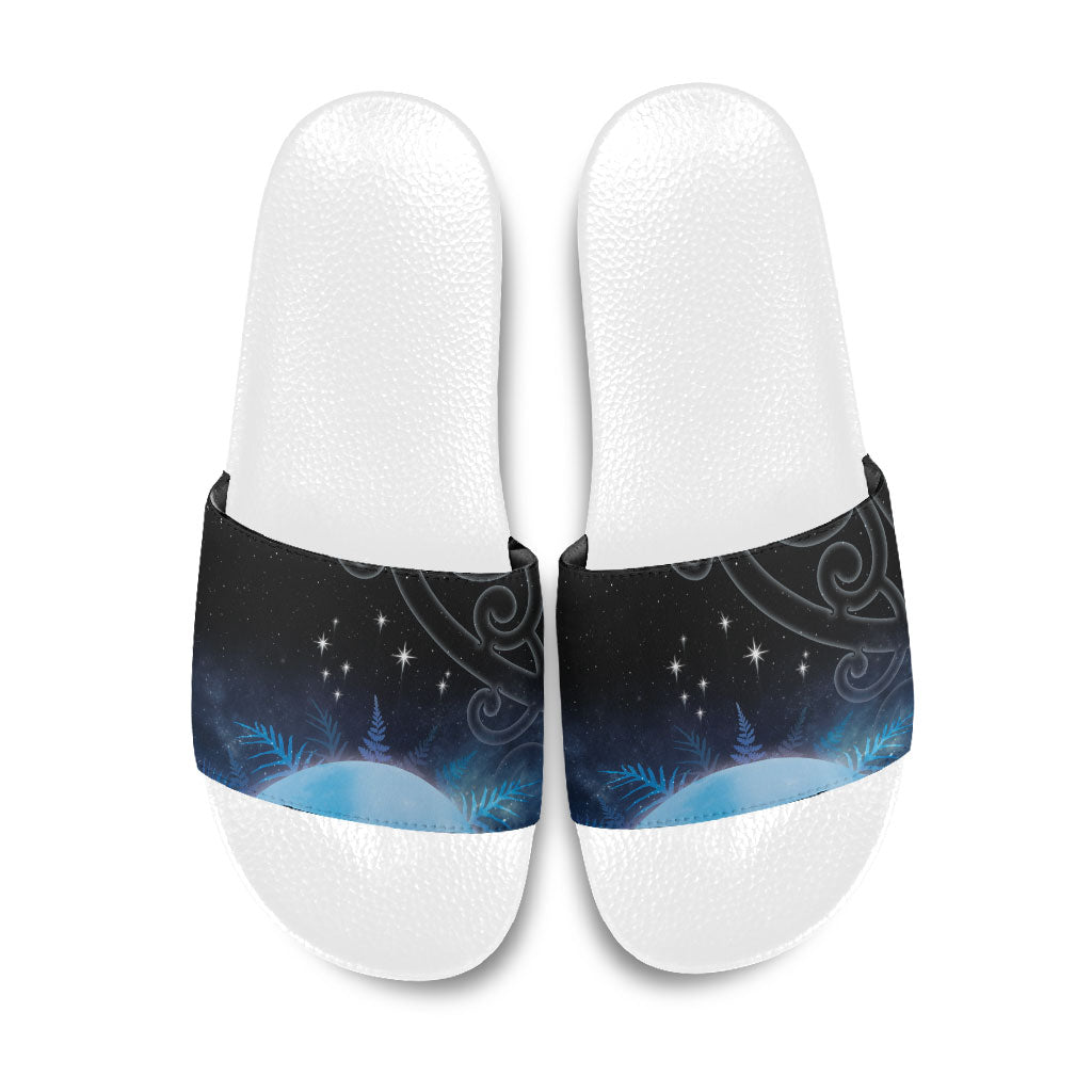 New Zealand Matariki Slide Sandals Pleiades Star Cluster Blue Galaxy LT05 Blue - Polynesian Pride