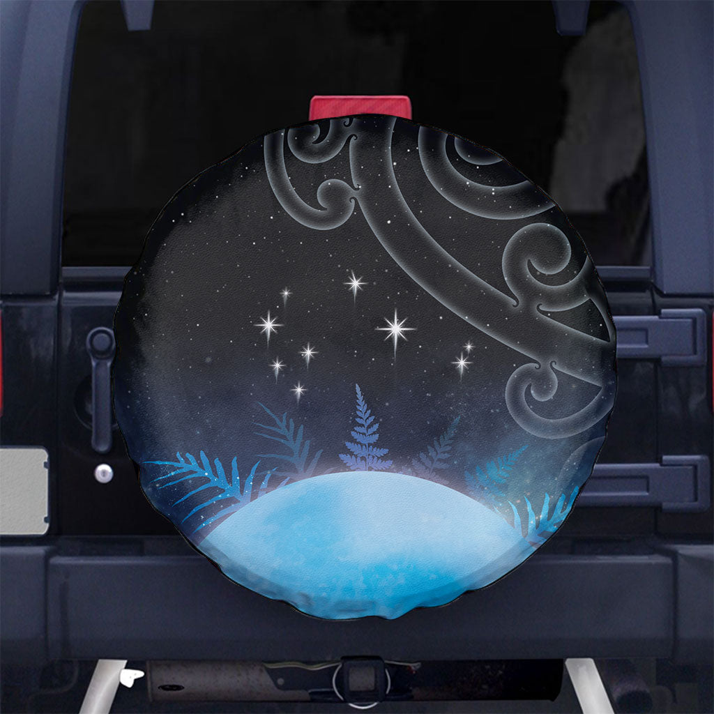 New Zealand Matariki Spare Tire Cover Pleiades Star Cluster Blue Galaxy LT05 No hole Blue - Polynesian Pride