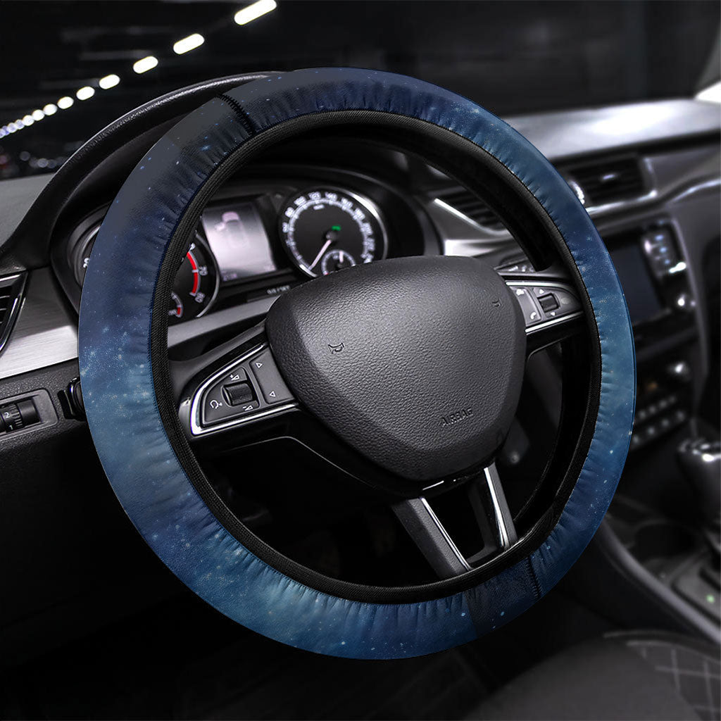 New Zealand Matariki Steering Wheel Cover Pleiades Star Cluster Blue Galaxy LT05 Universal Fit Blue - Polynesian Pride