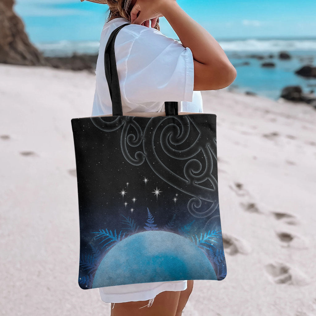 New Zealand Matariki Tote Bag Pleiades Star Cluster Blue Galaxy LT05 - Polynesian Pride
