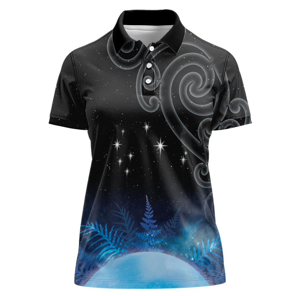 New Zealand Matariki Women Polo Shirt Pleiades Star Cluster Blue Galaxy LT05 Female Blue - Polynesian Pride