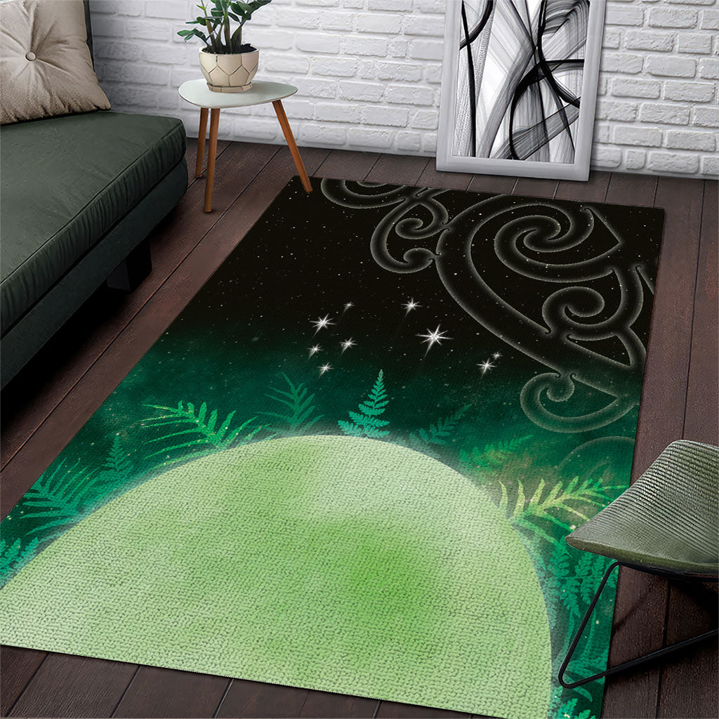 New Zealand Matariki Area Rug Pleiades Star Cluster Green Galaxy LT05 Green - Polynesian Pride