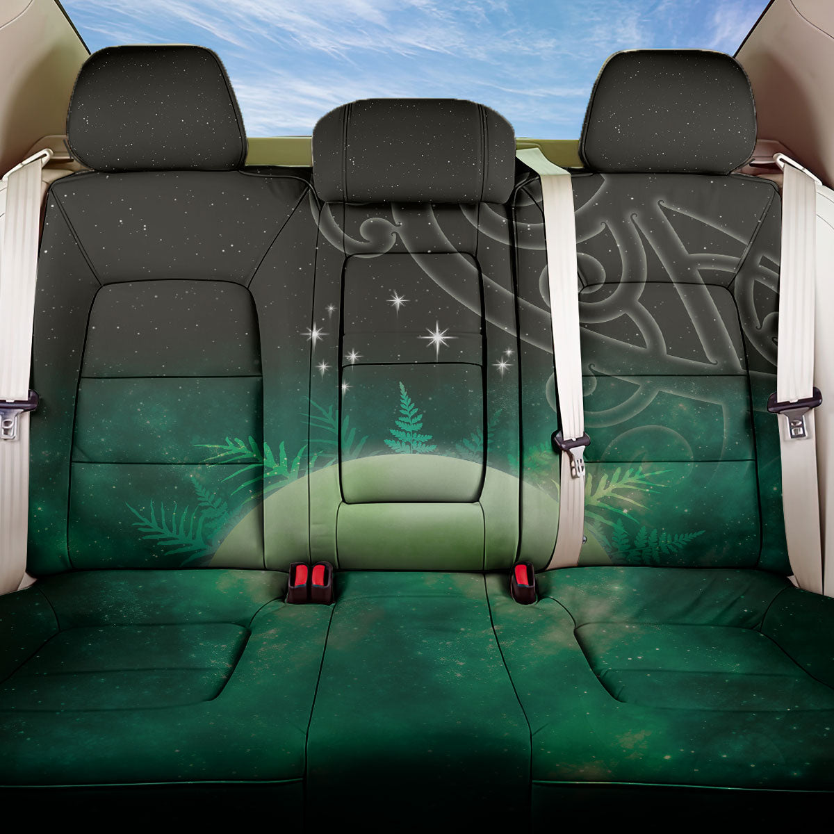 New Zealand Matariki Back Car Seat Cover Pleiades Star Cluster Green Galaxy LT05 One Size Green - Polynesian Pride