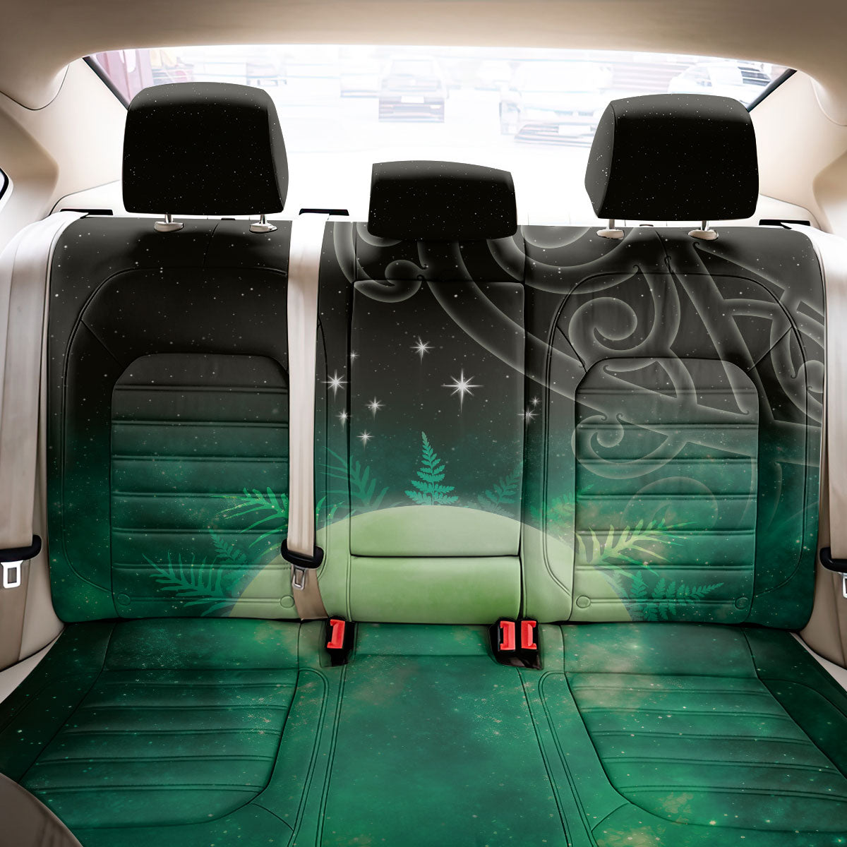 New Zealand Matariki Back Car Seat Cover Pleiades Star Cluster Green Galaxy LT05 - Polynesian Pride
