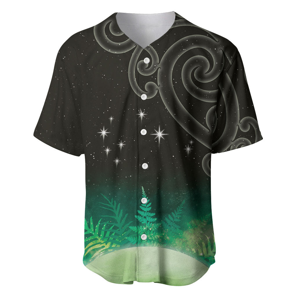 New Zealand Matariki Baseball Jersey Pleiades Star Cluster Green Galaxy LT05 Green - Polynesian Pride