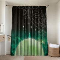 New Zealand Matariki Bathroom Set Pleiades Star Cluster Green Galaxy LT05 Shower Curtain Only Green - Polynesian Pride