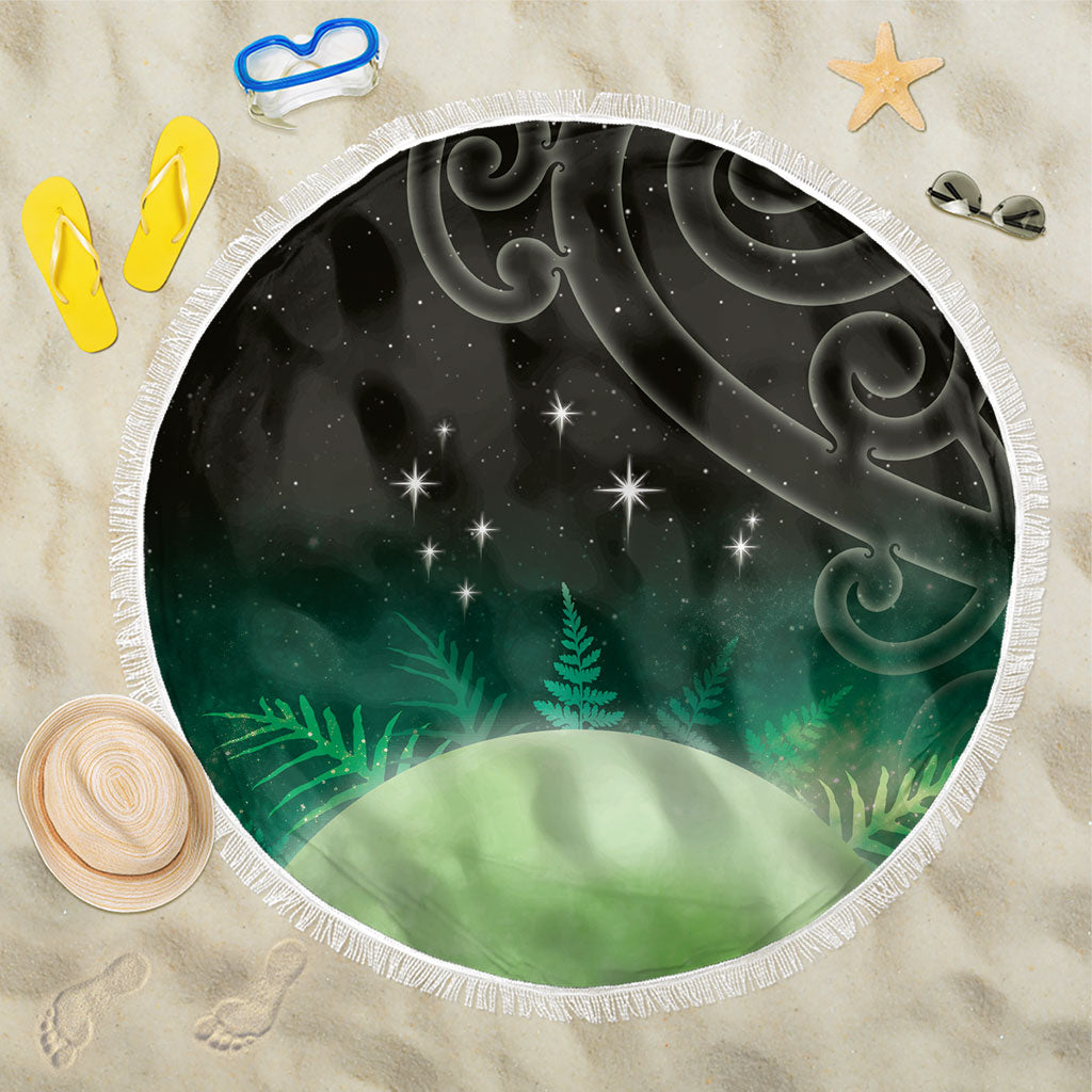 New Zealand Matariki Beach Blanket Pleiades Star Cluster Green Galaxy LT05 One Size 150cm Green - Polynesian Pride