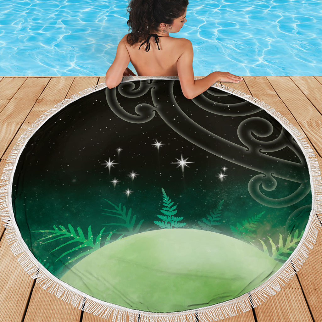 New Zealand Matariki Beach Blanket Pleiades Star Cluster Green Galaxy LT05 - Polynesian Pride