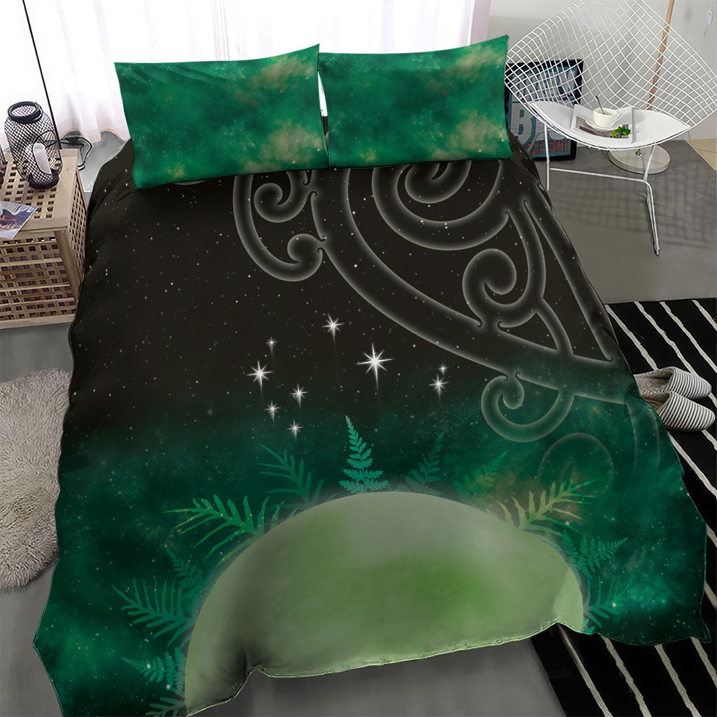 New Zealand Matariki Bedding Set Pleiades Star Cluster Green Galaxy LT05 - Polynesian Pride