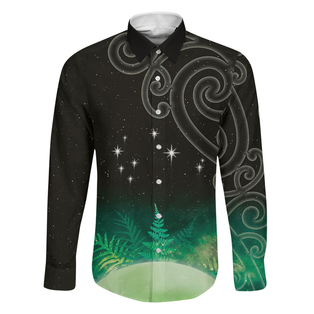New Zealand Matariki Family Matching Mermaid Dress and Hawaiian Shirt Pleiades Star Cluster Green Galaxy