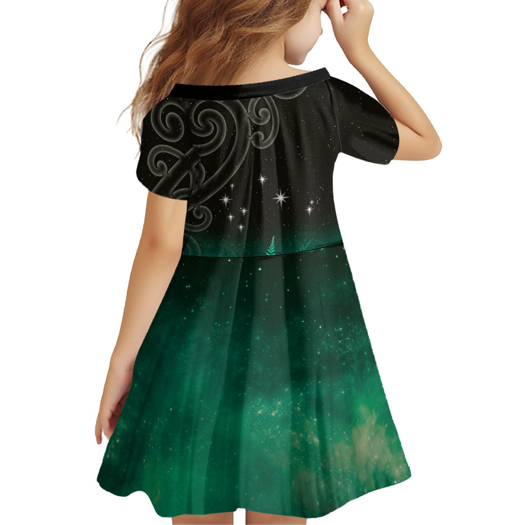 New Zealand Matariki Family Matching Puletasi and Hawaiian Shirt Pleiades Star Cluster Green Galaxy
