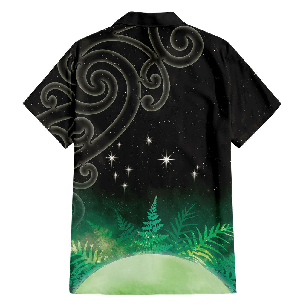 New Zealand Matariki Family Matching Summer Maxi Dress and Hawaiian Shirt Pleiades Star Cluster Green Galaxy