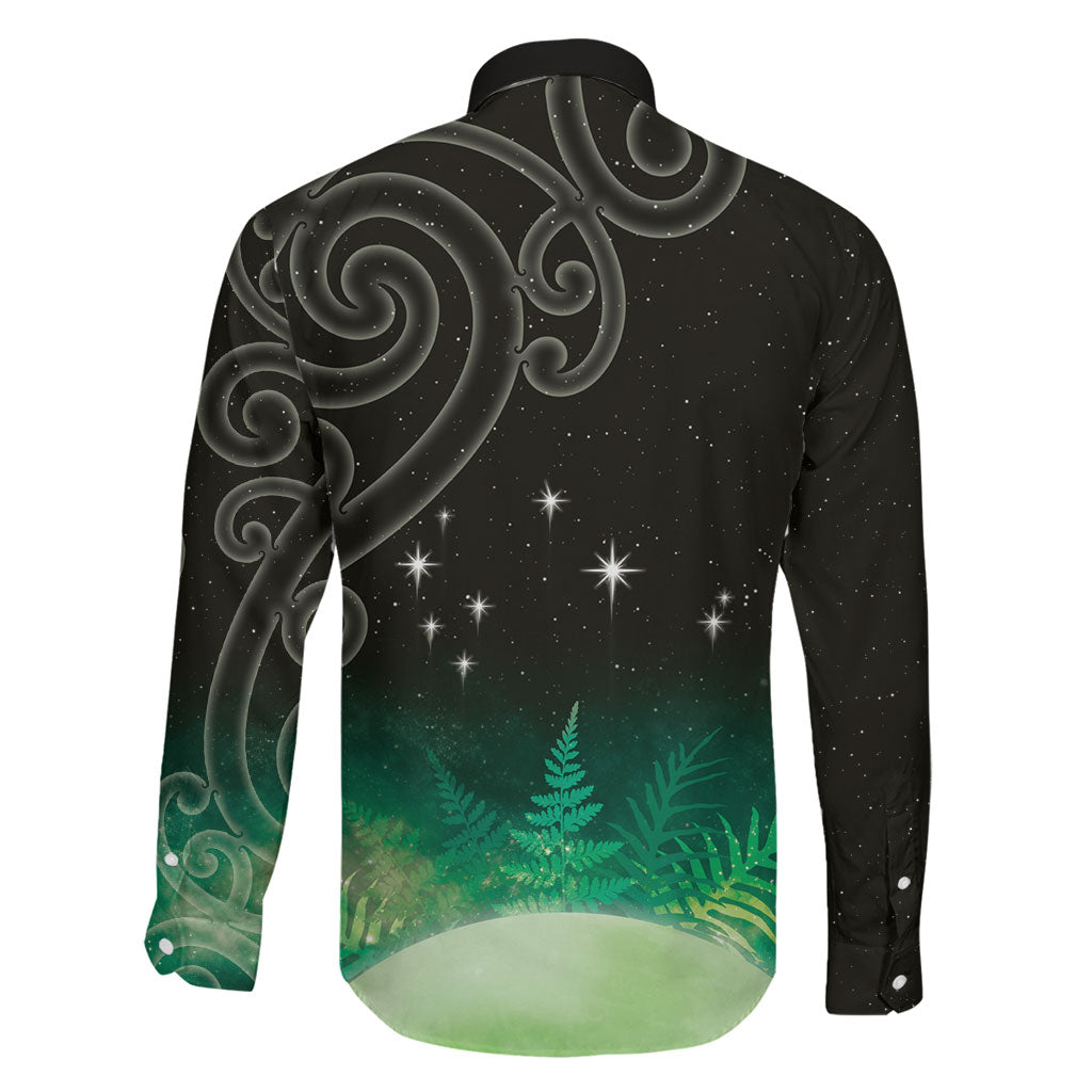 New Zealand Matariki Family Matching Summer Maxi Dress and Hawaiian Shirt Pleiades Star Cluster Green Galaxy
