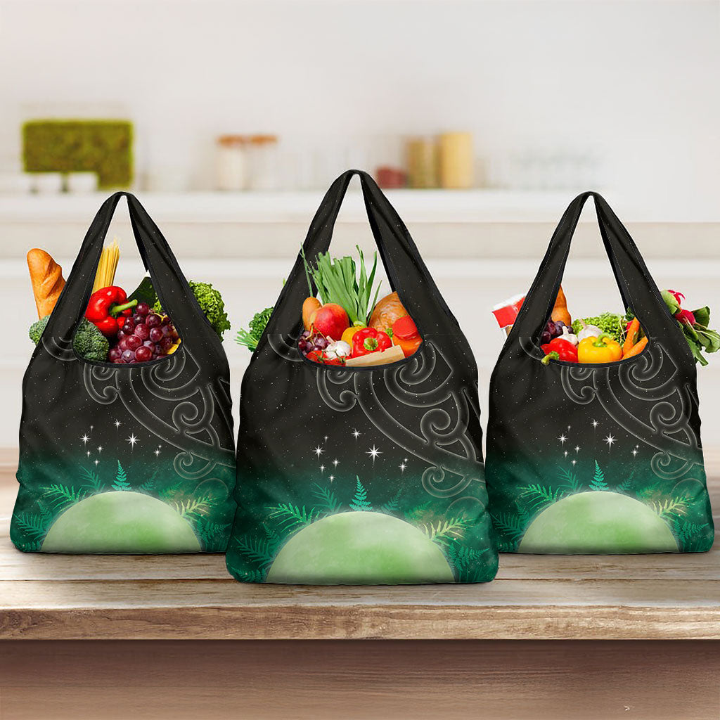 New Zealand Matariki Grocery Bag Pleiades Star Cluster Green Galaxy