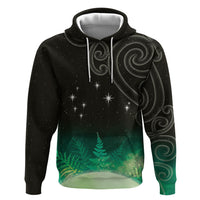 New Zealand Matariki Hoodie Pleiades Star Cluster Green Galaxy LT05 Pullover Hoodie Green - Polynesian Pride