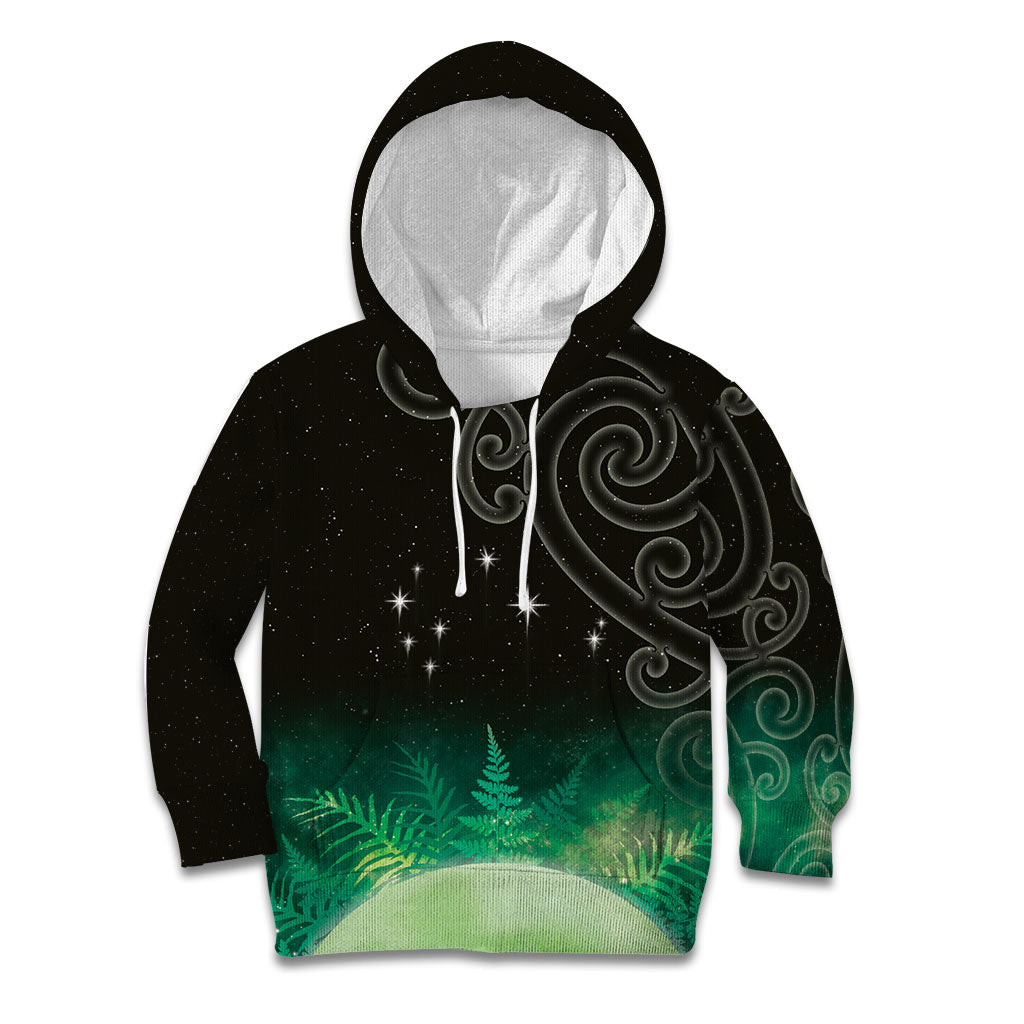 New Zealand Matariki Kid Hoodie Pleiades Star Cluster Green Galaxy