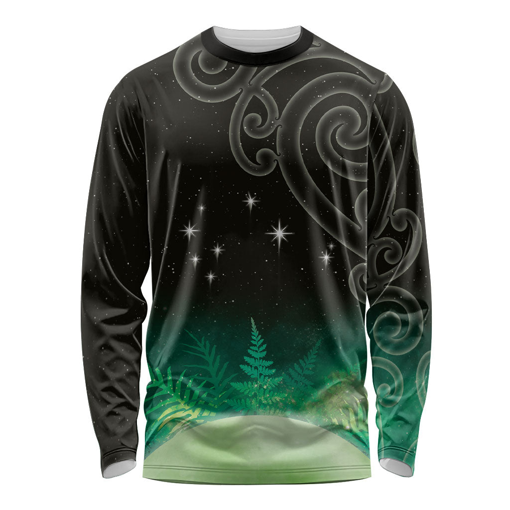 New Zealand Matariki Long Sleeve Shirt Pleiades Star Cluster Green Galaxy LT05 Unisex Green - Polynesian Pride