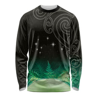New Zealand Matariki Long Sleeve Shirt Pleiades Star Cluster Green Galaxy LT05 Unisex Green - Polynesian Pride