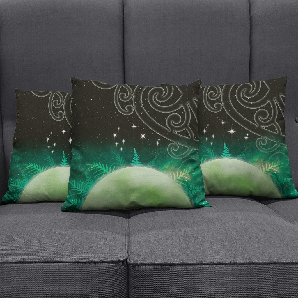 New Zealand Matariki Pillow Cover Pleiades Star Cluster Green Galaxy LT05 - Polynesian Pride
