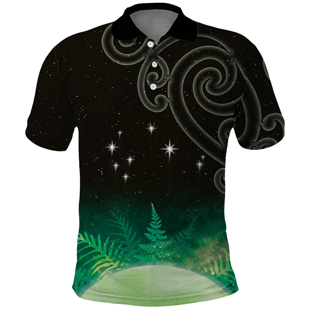 New Zealand Matariki Polo Shirt Pleiades Star Cluster Green Galaxy