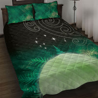 New Zealand Matariki Quilt Bed Set Pleiades Star Cluster Green Galaxy LT05 Green - Polynesian Pride
