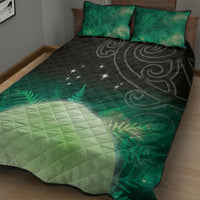 New Zealand Matariki Quilt Bed Set Pleiades Star Cluster Green Galaxy LT05 - Polynesian Pride