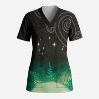 New Zealand Matariki Scrub Top Pleiades Star Cluster Green Galaxy LT05 Adult Green - Polynesian Pride