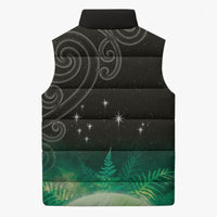 New Zealand Matariki Sleeveless Puffer Jacket Pleiades Star Cluster Green Galaxy LT05 - Polynesian Pride