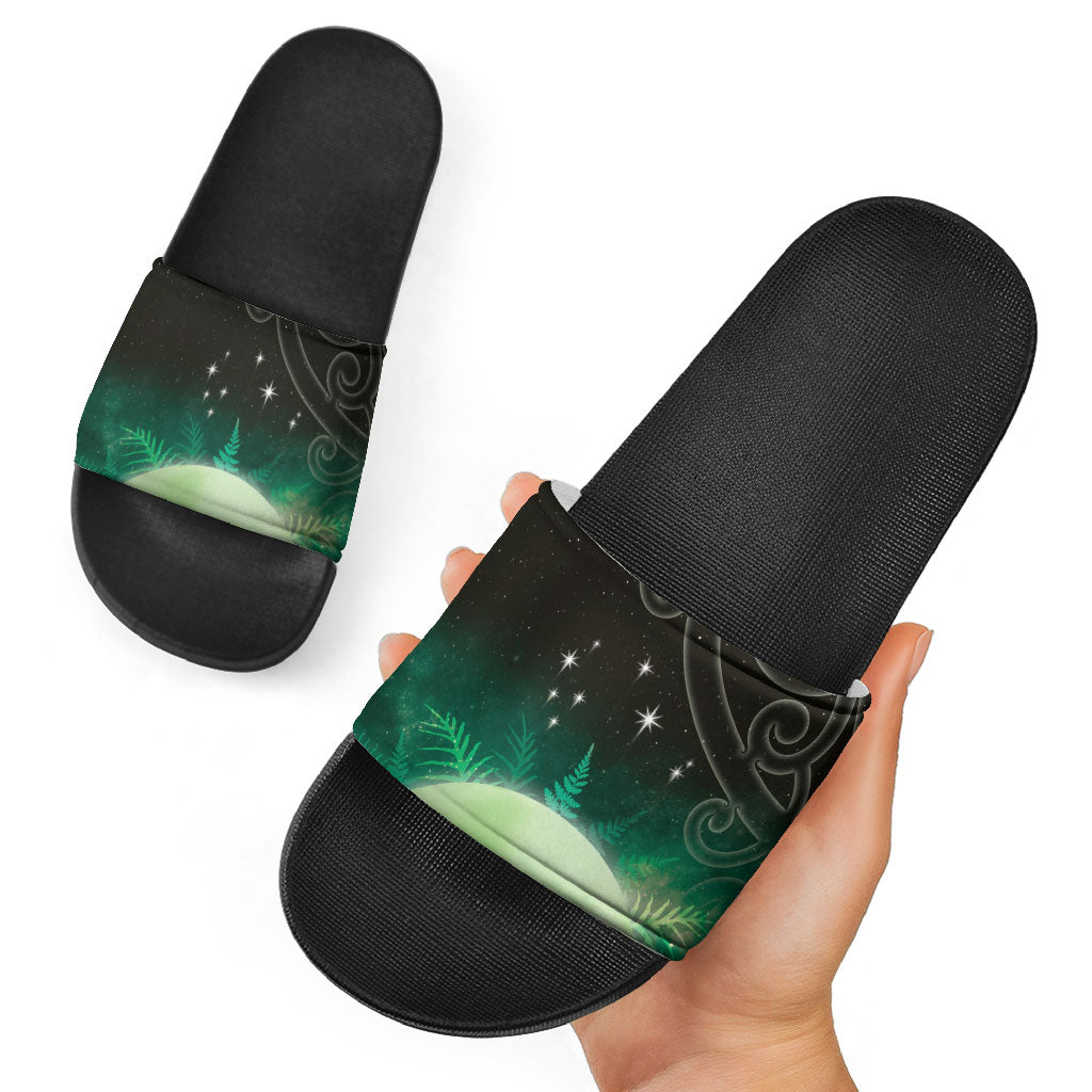 New Zealand Matariki Slide Sandals Pleiades Star Cluster Green Galaxy LT05 - Polynesian Pride
