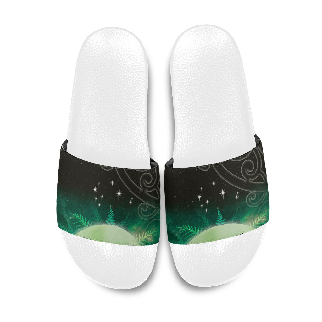 New Zealand Matariki Slide Sandals Pleiades Star Cluster Green Galaxy LT05 Green - Polynesian Pride