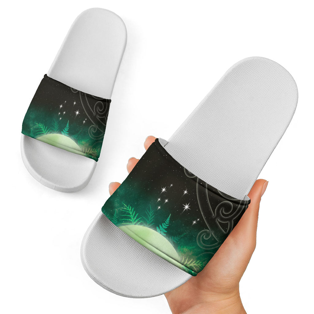 New Zealand Matariki Slide Sandals Pleiades Star Cluster Green Galaxy LT05 - Polynesian Pride