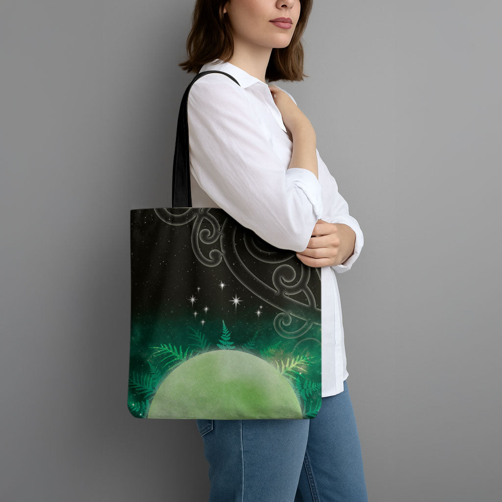 New Zealand Matariki Tote Bag Pleiades Star Cluster Green Galaxy LT05 - Polynesian Pride