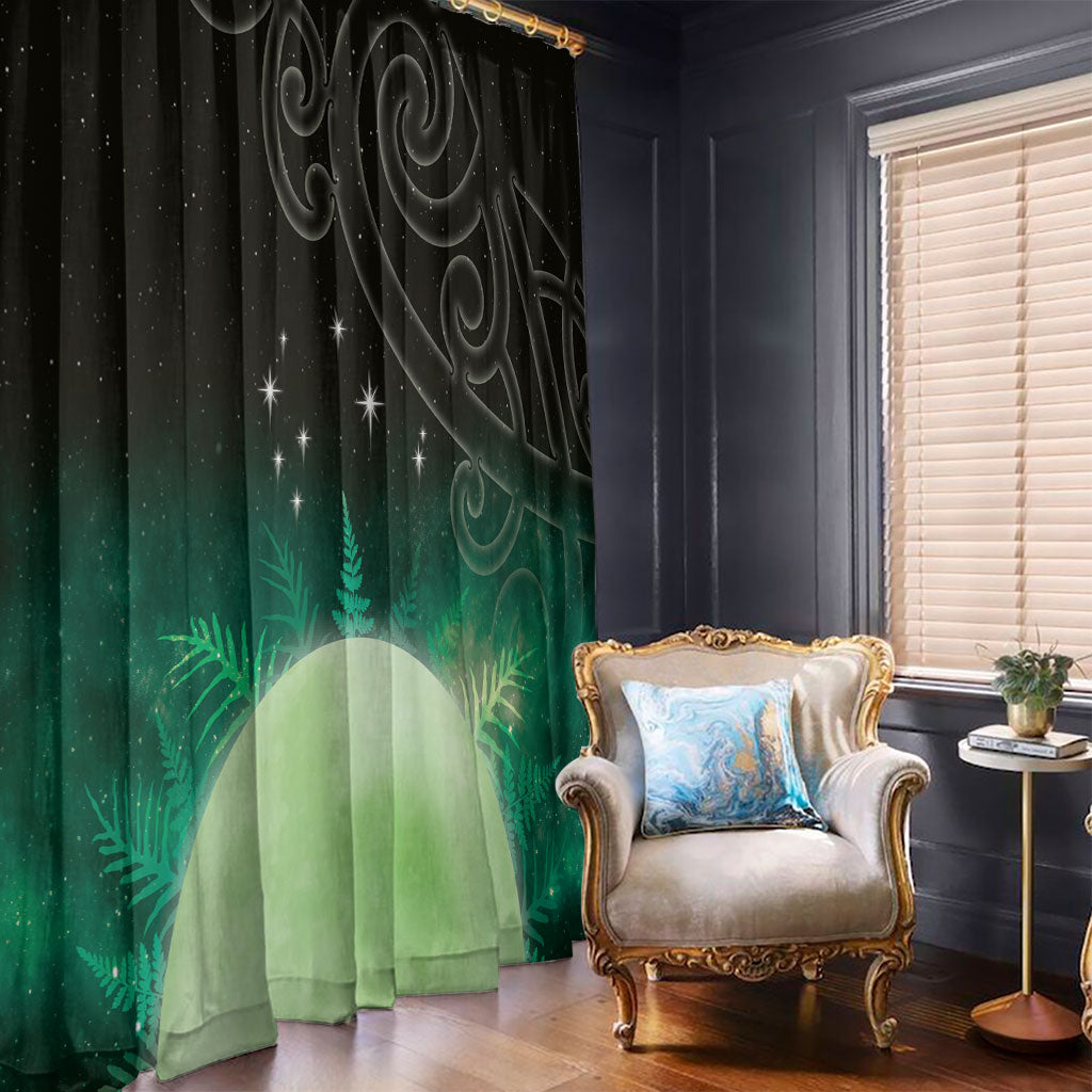 New Zealand Matariki Window Curtain Pleiades Star Cluster Green Galaxy LT05 - Polynesian Pride