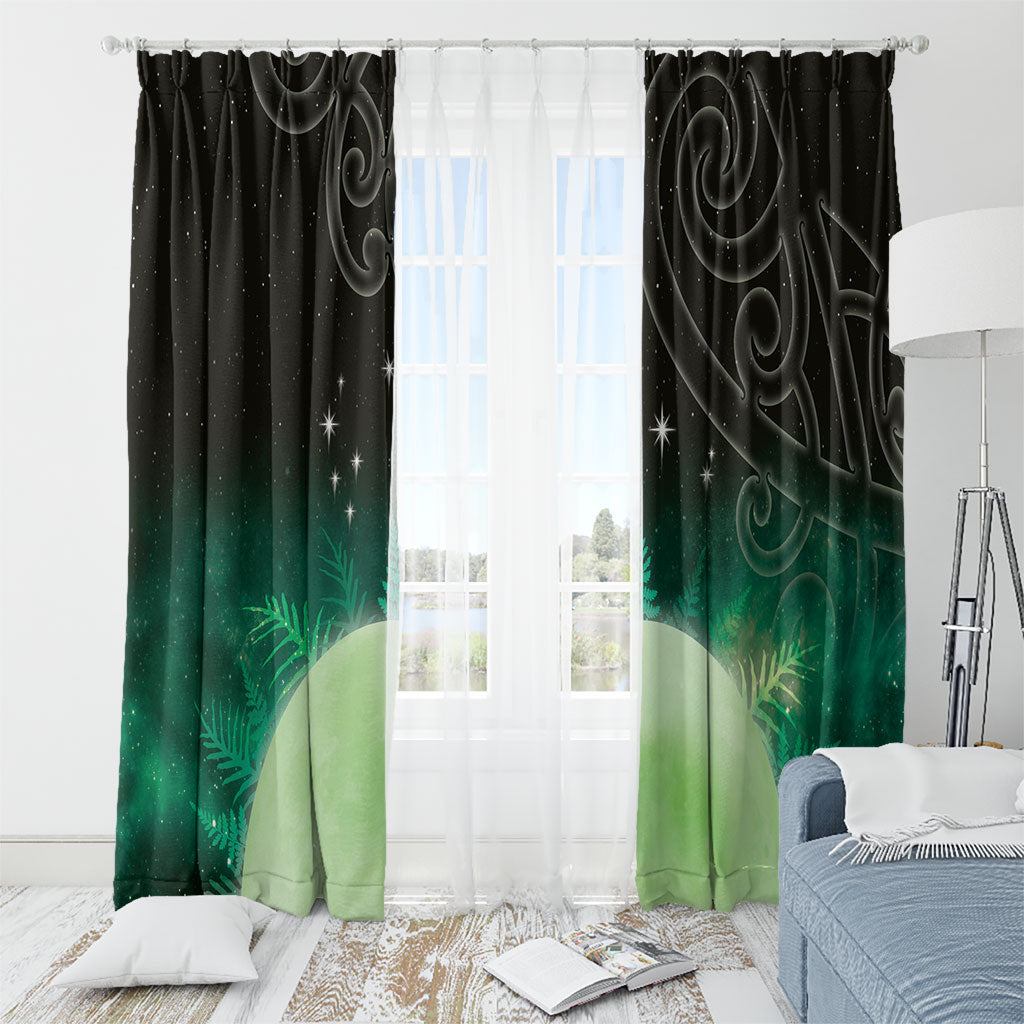 New Zealand Matariki Window Curtain Pleiades Star Cluster Green Galaxy LT05 - Polynesian Pride