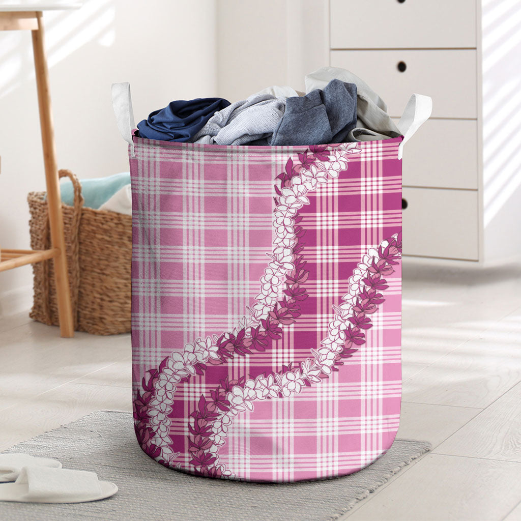 Pink Hawaii Palaka Laundry Basket Hawaiian Honohono Lei LT05 Pink - Polynesian Pride