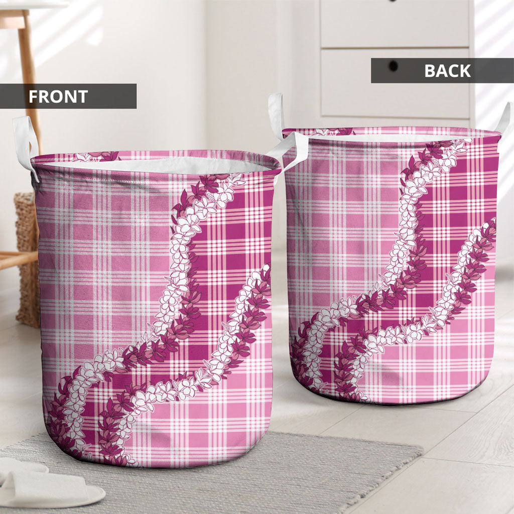 Pink Hawaii Palaka Laundry Basket Hawaiian Honohono Lei LT05 - Polynesian Pride