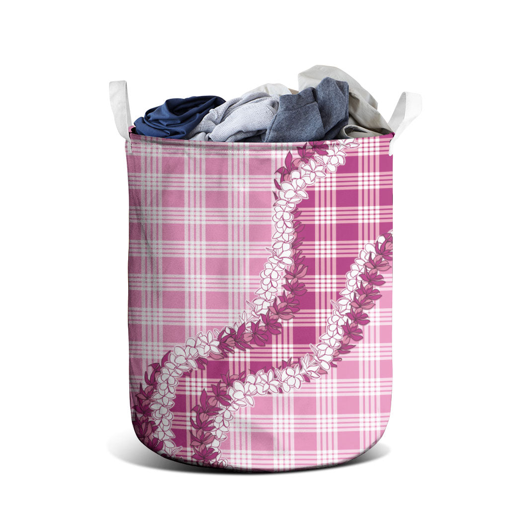 Pink Hawaii Palaka Laundry Basket Hawaiian Honohono Lei LT05 - Polynesian Pride