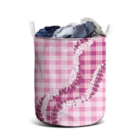 Pink Hawaii Palaka Laundry Basket Hawaiian Honohono Lei LT05 - Polynesian Pride