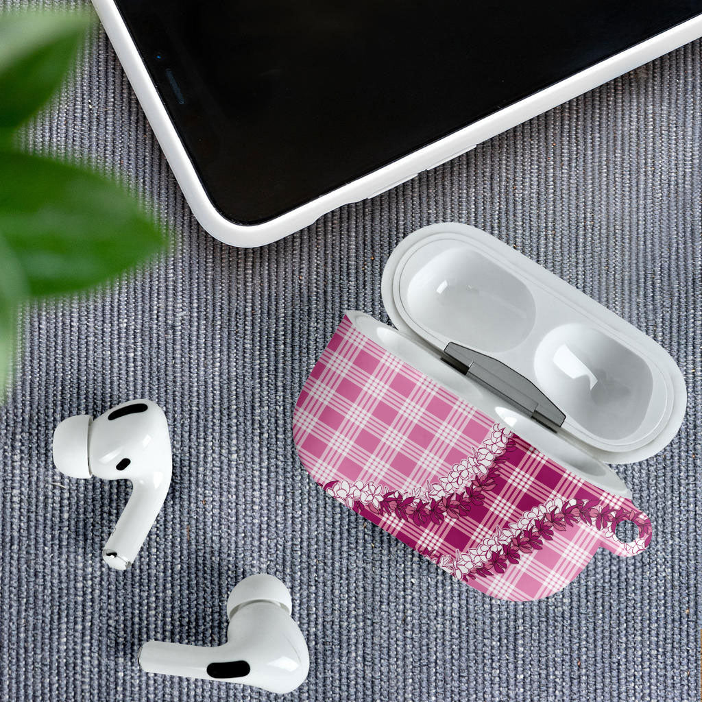 Pink Hawaii Palaka AirPods Case Hawaiian Honohono Lei