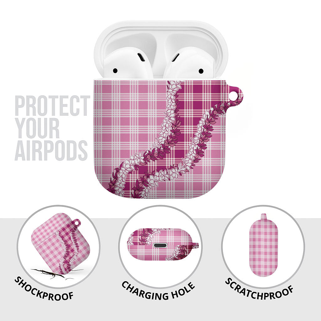 Pink Hawaii Palaka AirPods Case Hawaiian Honohono Lei